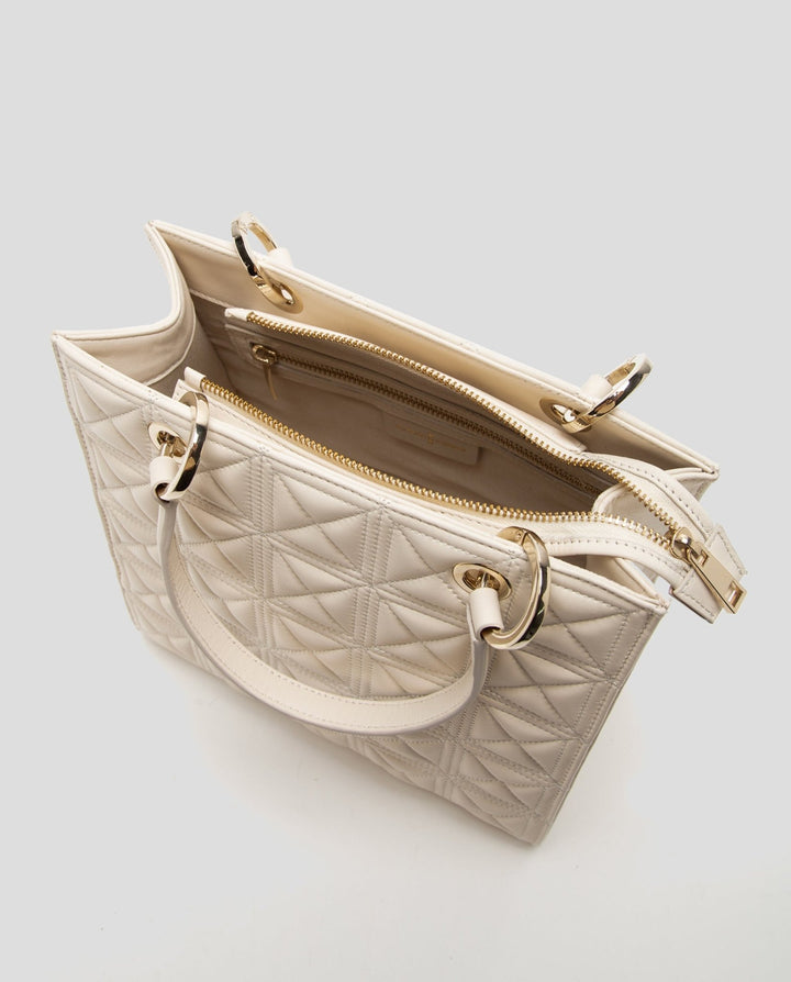 Handbags | Linda Maxi Satchel bag in ecru quilted leather by Spanish designer Roberto Verino
