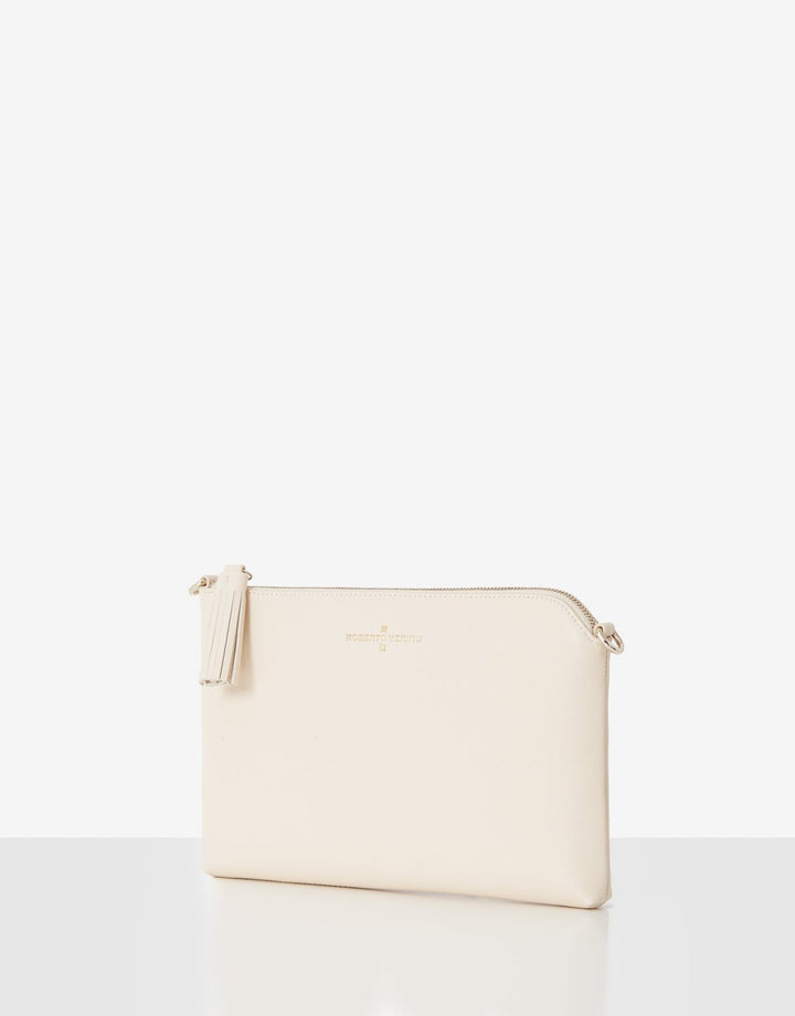 Handbags | Lisa ecru leather clutch bag by Spanish designer Roberto Verino