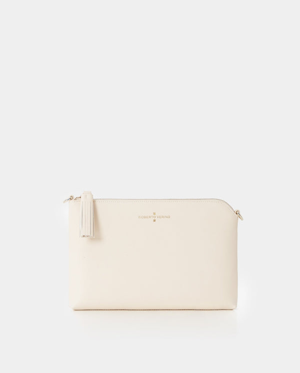 Handbags | Lisa ecru leather clutch bag by Spanish designer Roberto Verino
