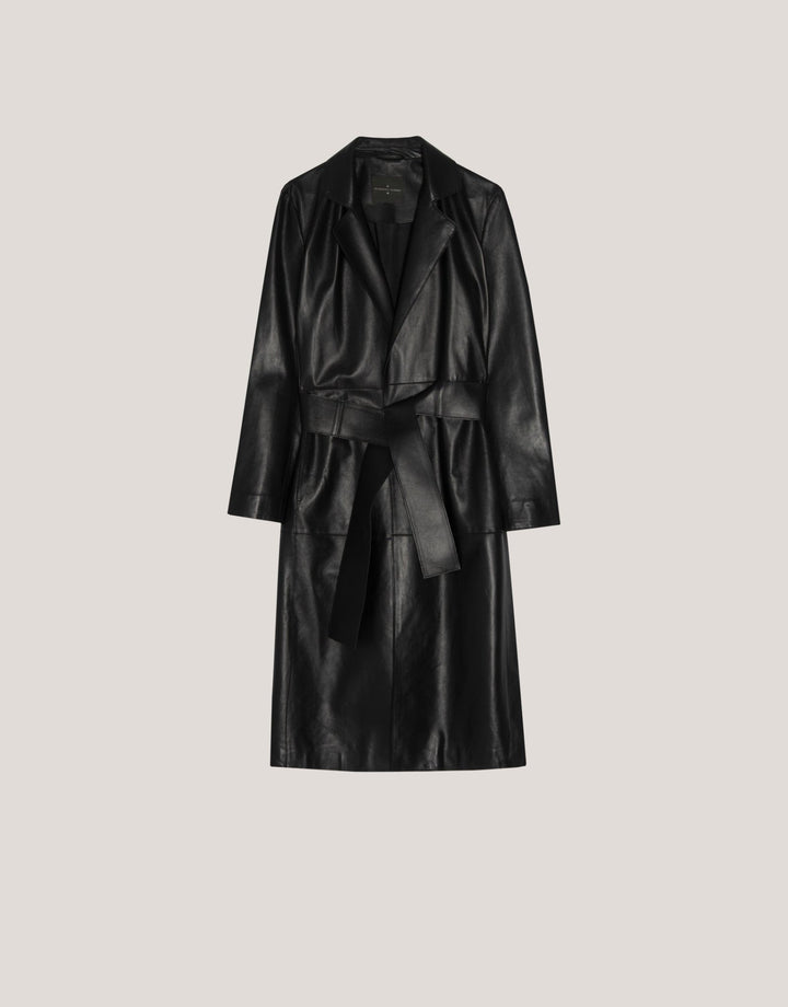 Outwear | Long black napa raincoat by Spanish designer Roberto Verino