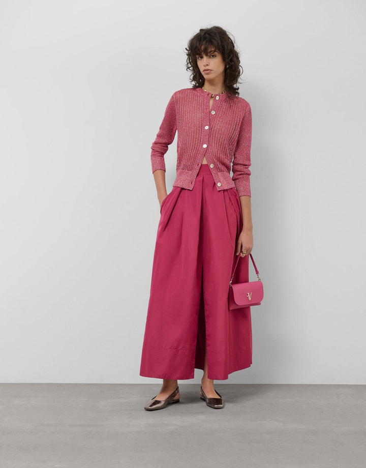 Skirts | Long raspberry taffeta skirt with front slit by Spanish designer Roberto Verino