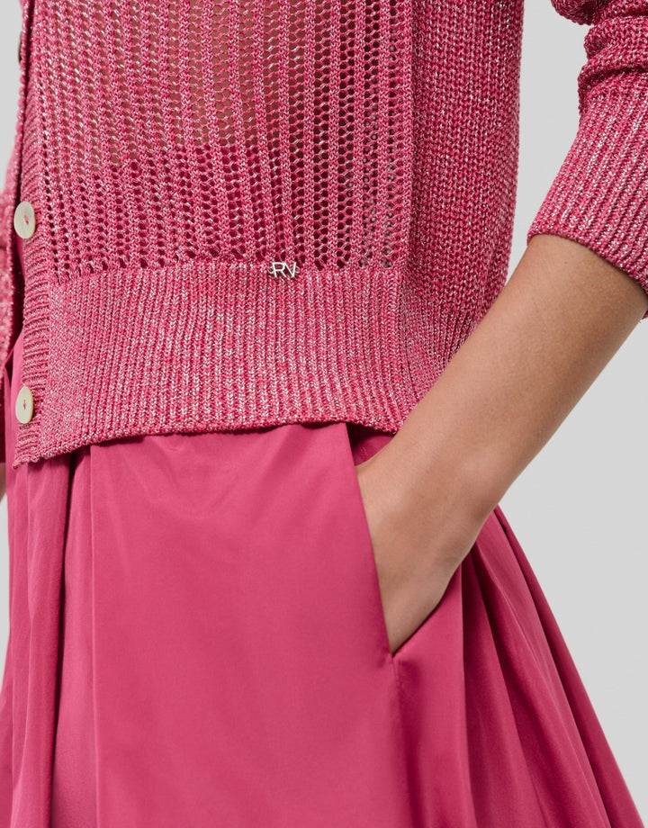 Skirts | Long raspberry taffeta skirt with front slit by Spanish designer Roberto Verino