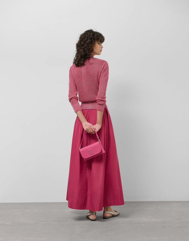 Skirts | Long raspberry taffeta skirt with front slit by Spanish designer Roberto Verino