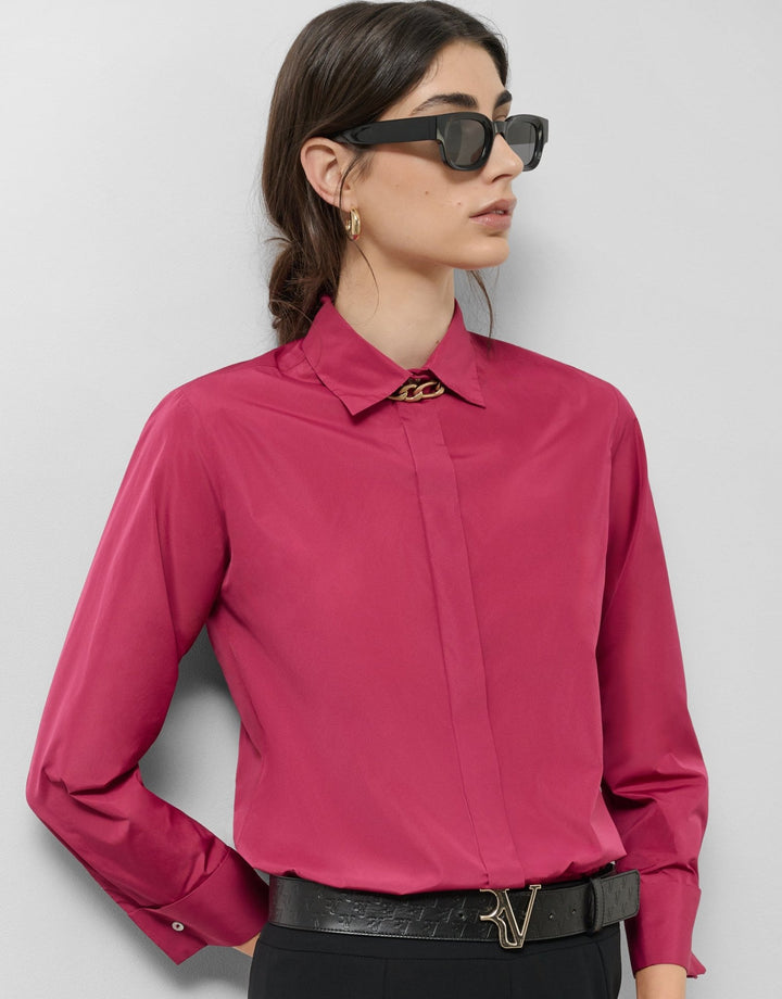 Shirts & Blouses | Long sleeve rapsberry taffeta shirt by Spanish designer Roberto Verino