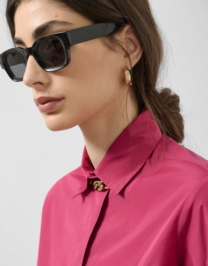 Shirts & Blouses | Long sleeve rapsberry taffeta shirt by Spanish designer Roberto Verino