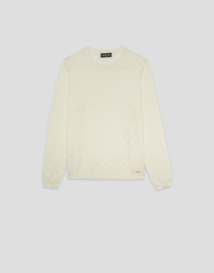 Knitwear | Long - sleeved wool sweater with raw eights by Spanish designer Roberto Verino