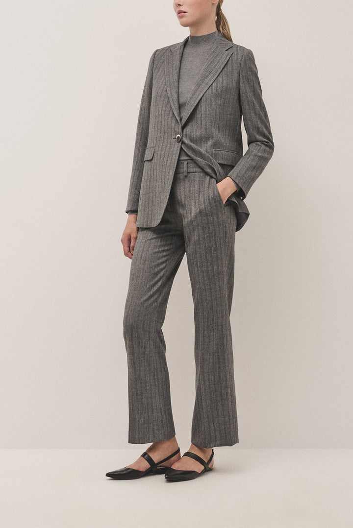 Pants | Marengo gray straight herringbone pants by Spanish designer Roberto Verino