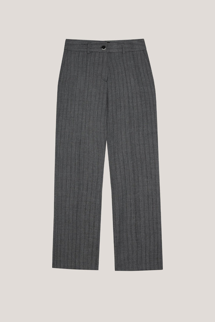 Pants | Marengo gray straight herringbone pants by Spanish designer Roberto Verino