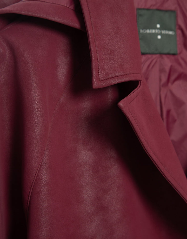 General | Maroon suede touch technical fabric trench coat by Spanish designer Roberto Verino