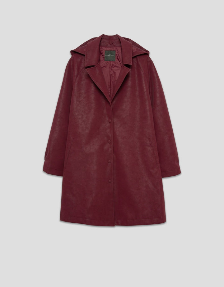 General | Maroon suede touch technical fabric trench coat by Spanish designer Roberto Verino