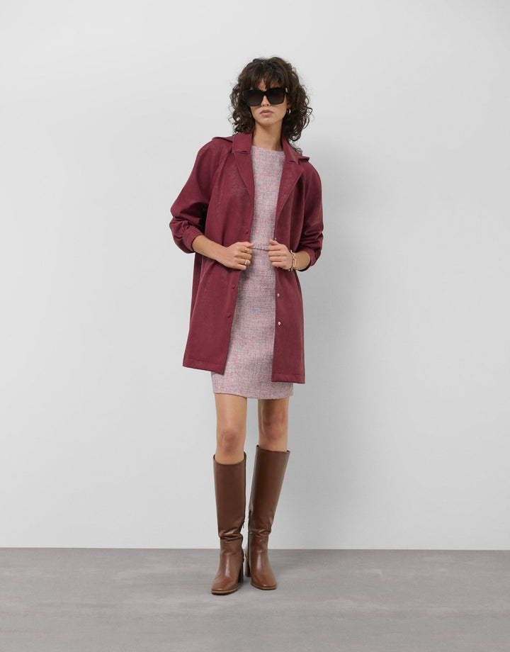 General | Maroon suede touch technical fabric trench coat by Spanish designer Roberto Verino