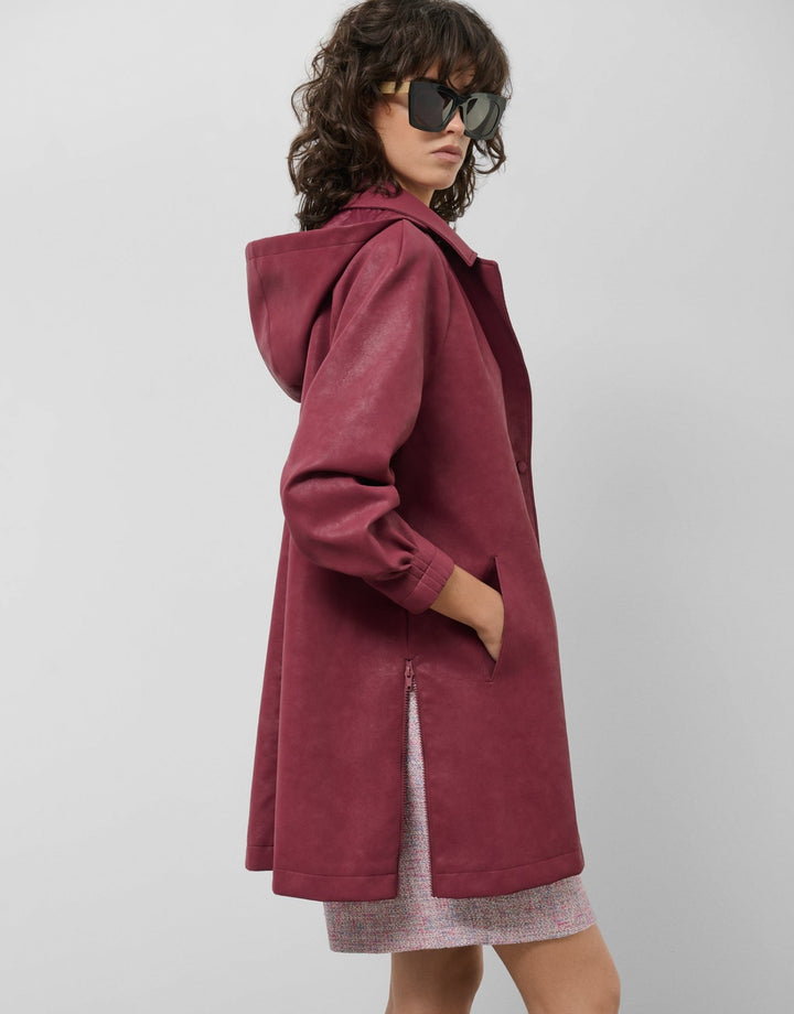 General | Maroon suede touch technical fabric trench coat by Spanish designer Roberto Verino