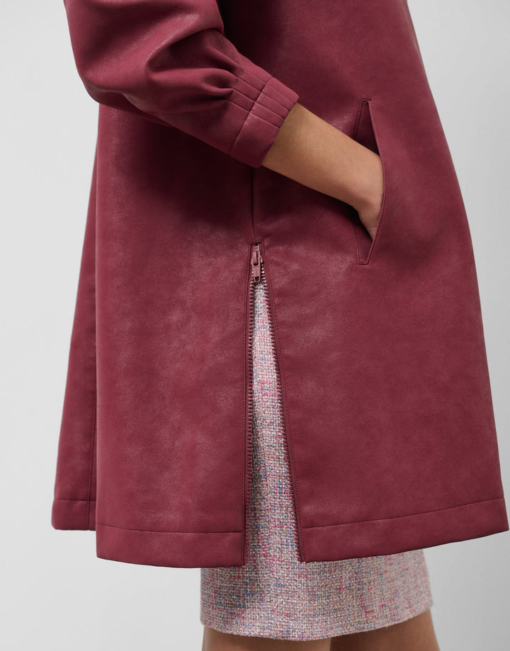 General | Maroon suede touch technical fabric trench coat by Spanish designer Roberto Verino