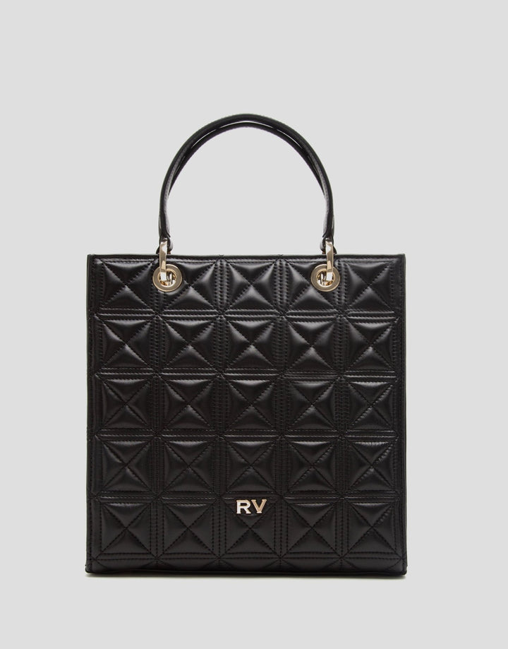 Handbags | Maxi Linda Black Quilted Leather Satchel Bag by Spanish designer Roberto Verino