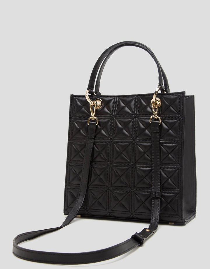 Handbags | Maxi Linda Black Quilted Leather Satchel Bag by Spanish designer Roberto Verino