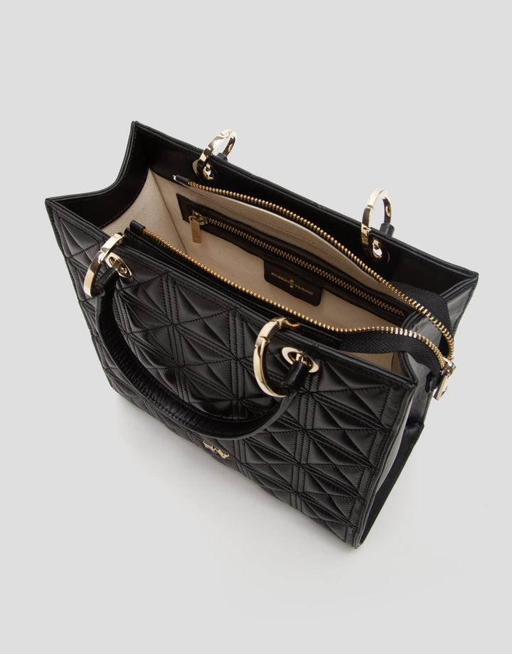 Handbags | Maxi Linda Black Quilted Leather Satchel Bag by Spanish designer Roberto Verino