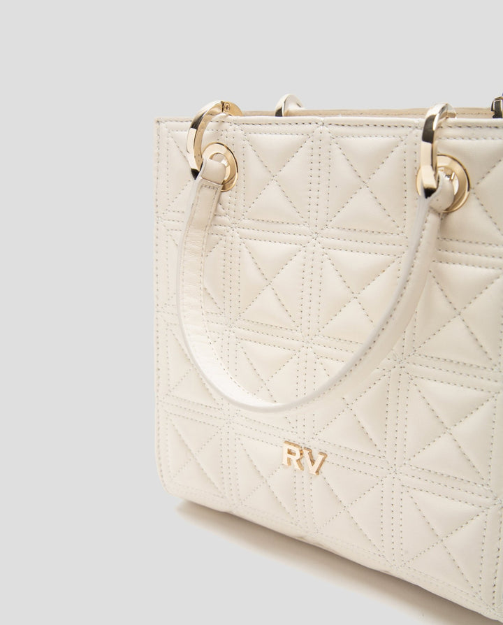 Handbags | Mini Cute Ecru Quilted Leather Satchel Bag by Spanish designer Roberto Verino