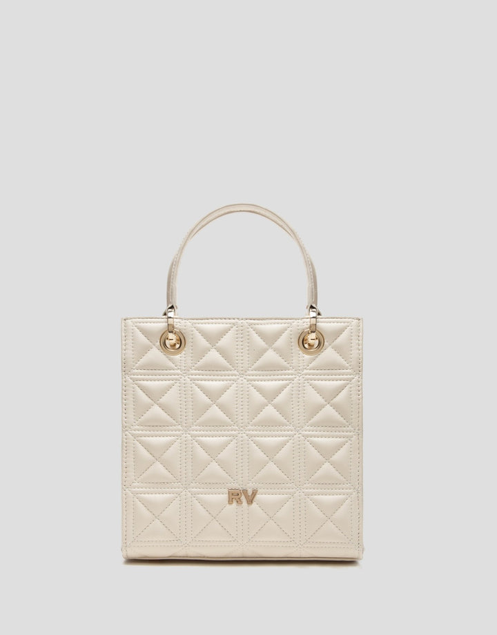 Handbags | Mini Cute Ecru Quilted Leather Satchel Bag by Spanish designer Roberto Verino