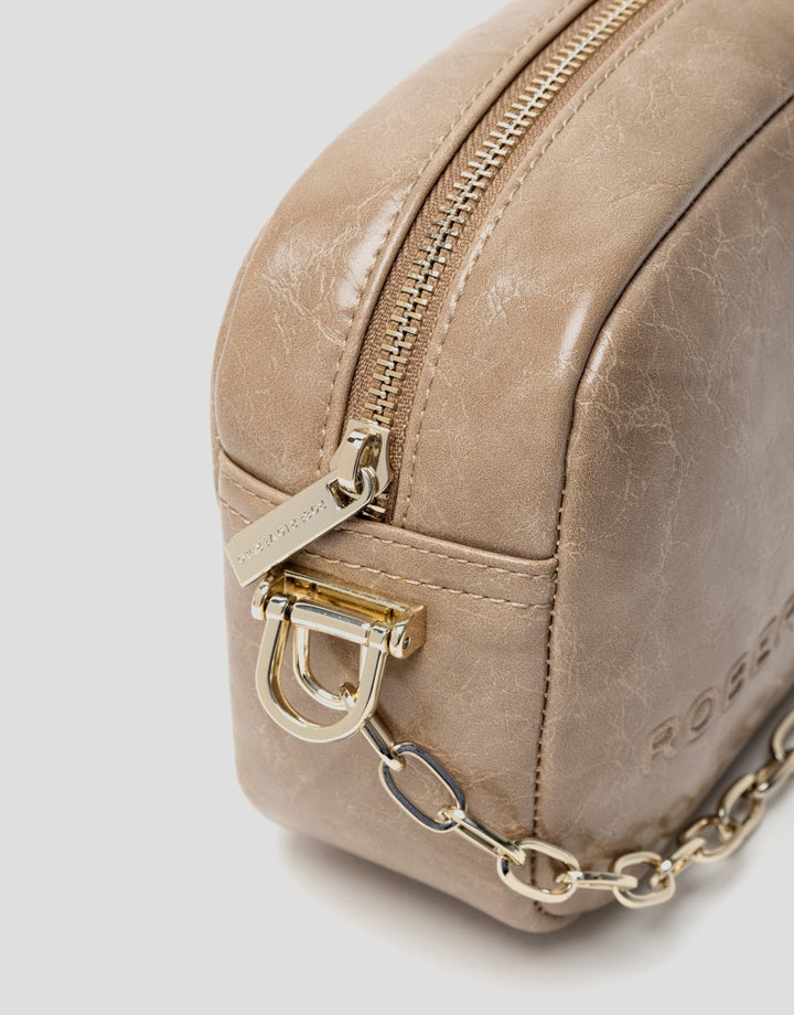 Handbags | Mink Bazin crossbody bag by Spanish designer Roberto Verino