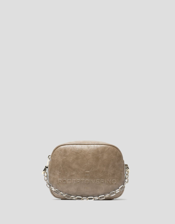 Handbags | Mink Bazin crossbody bag by Spanish designer Roberto Verino