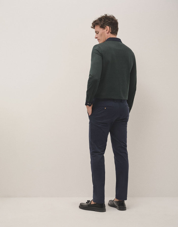 Pants | Navy blue dyed chino trousers by Spanish designer Roberto Verino