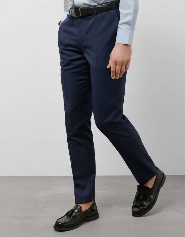Suits | Navy blue microstructure regular fit half canvas suit by Spanish designer Roberto Verino