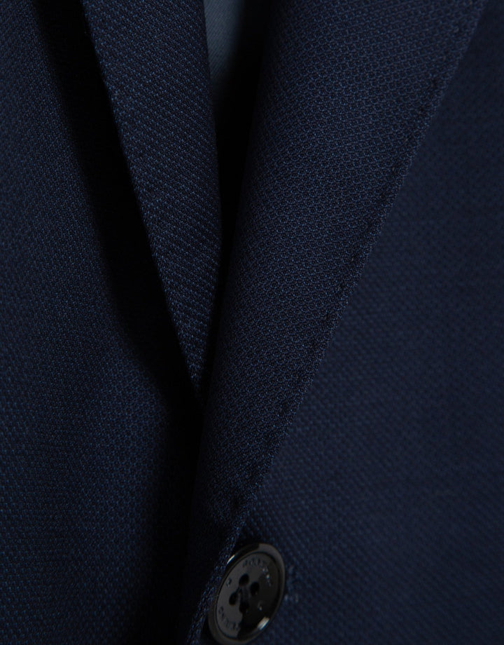 Suits | Navy blue microstructure regular fit half canvas suit by Spanish designer Roberto Verino