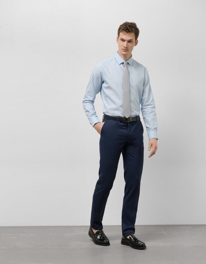 Suits | Navy blue microstructure regular fit half canvas suit by Spanish designer Roberto Verino