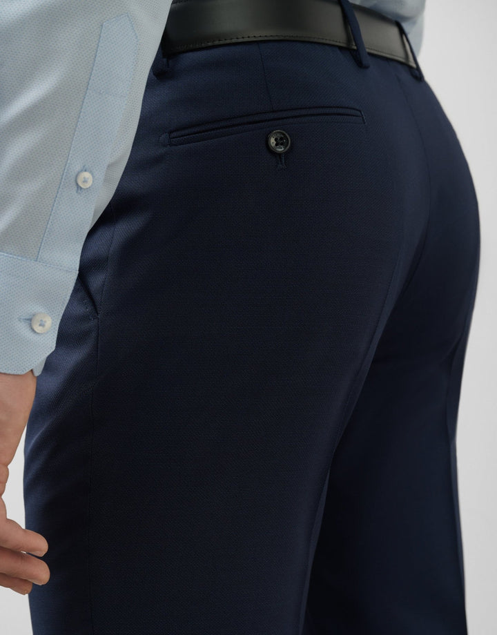 Suits | Navy blue microstructure regular fit half canvas suit by Spanish designer Roberto Verino
