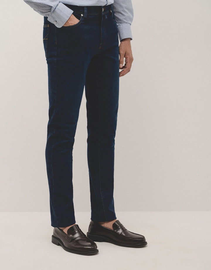 Pants | Navy blue slim fit jeans by Spanish designer Roberto Verino