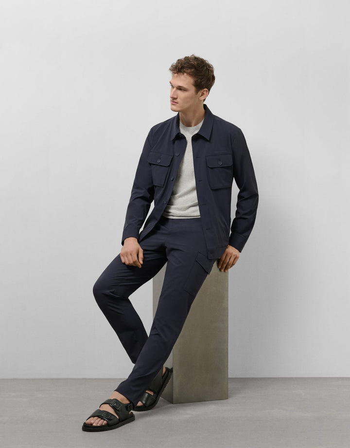 Outerwear | Navy blue technical overshirt by Spanish designer Roberto Verino