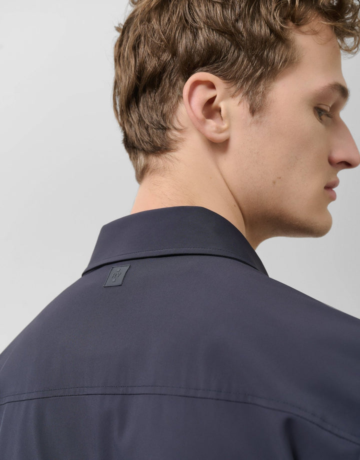 Outerwear | Navy blue technical overshirt by Spanish designer Roberto Verino