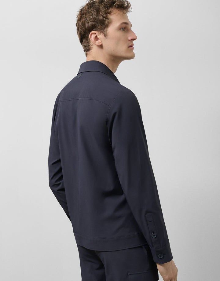 Outerwear | Navy blue technical overshirt by Spanish designer Roberto Verino