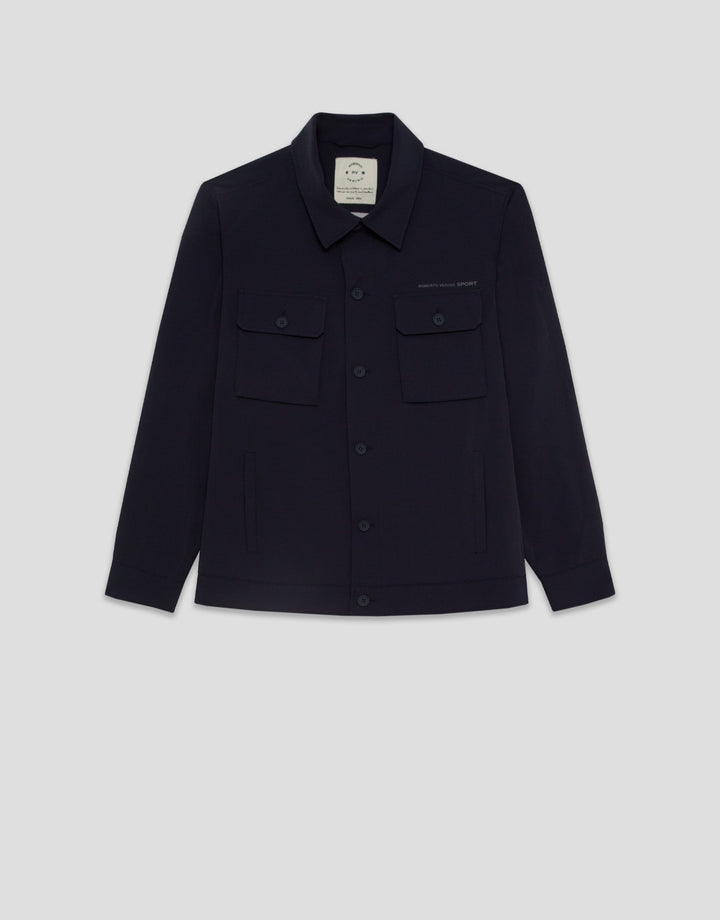 Outerwear | Navy blue technical overshirt by Spanish designer Roberto Verino