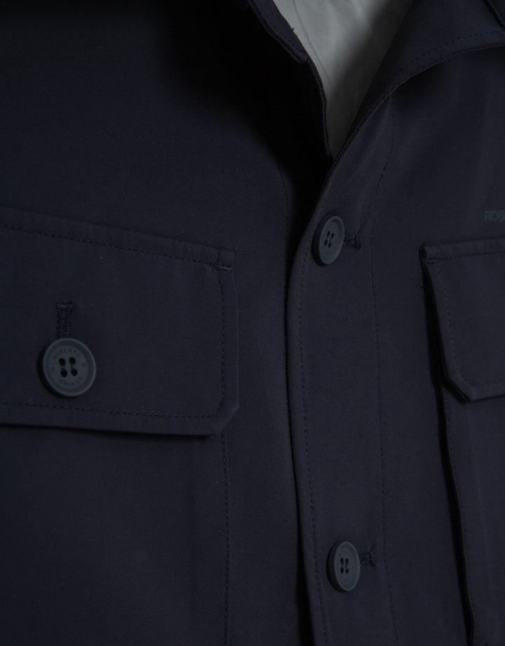 Outerwear | Navy blue technical overshirt by Spanish designer Roberto Verino