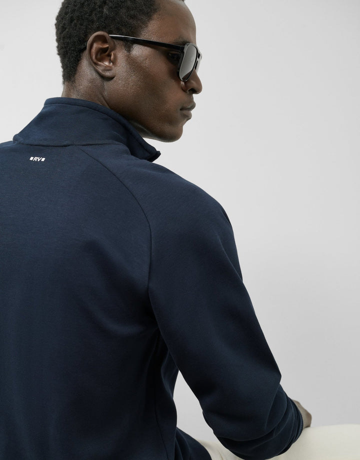 Pants | Navy half zip sweatshirt with logo by Spanish designer Roberto Verino