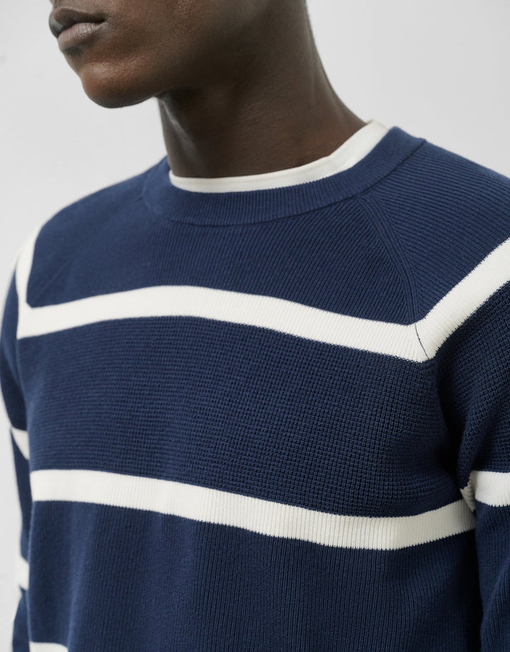 Pants | Navy/white striped sweater by Spanish designer Roberto Verino