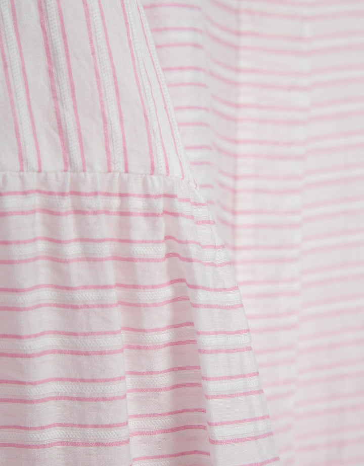 Shirts & Blouses | Pink and white striped blouse with puffed sleeves by Spanish designer Roberto Verino