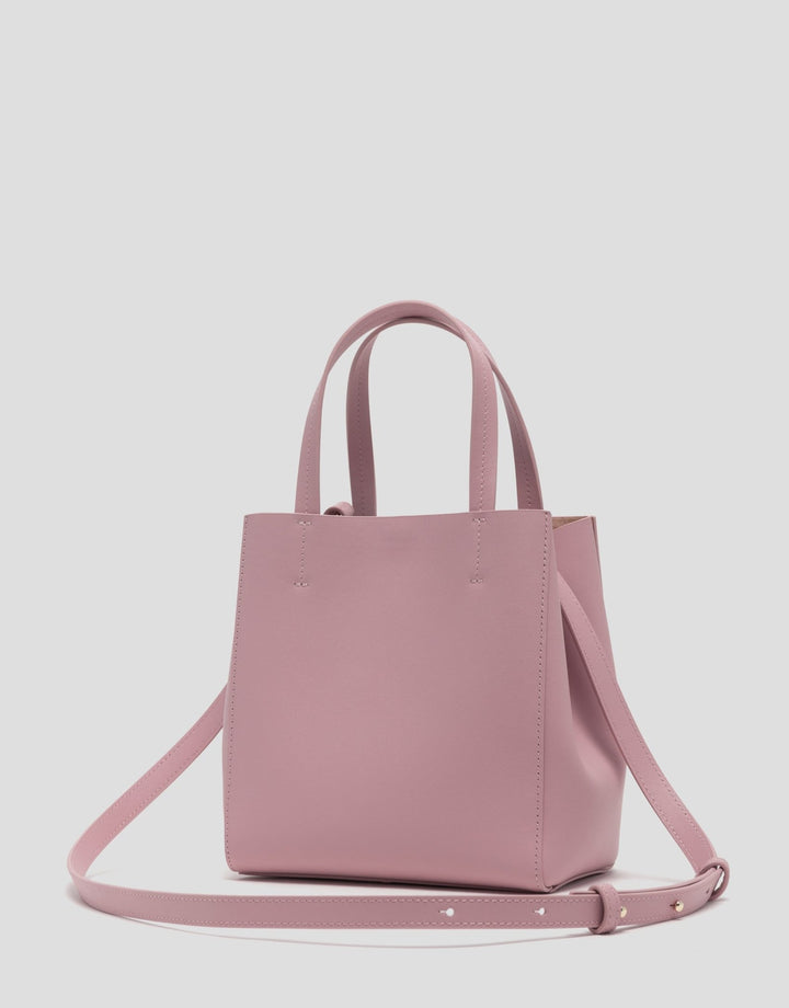 Handbags | Pink leather midi Bruna Tote bag by Spanish designer Roberto Verino