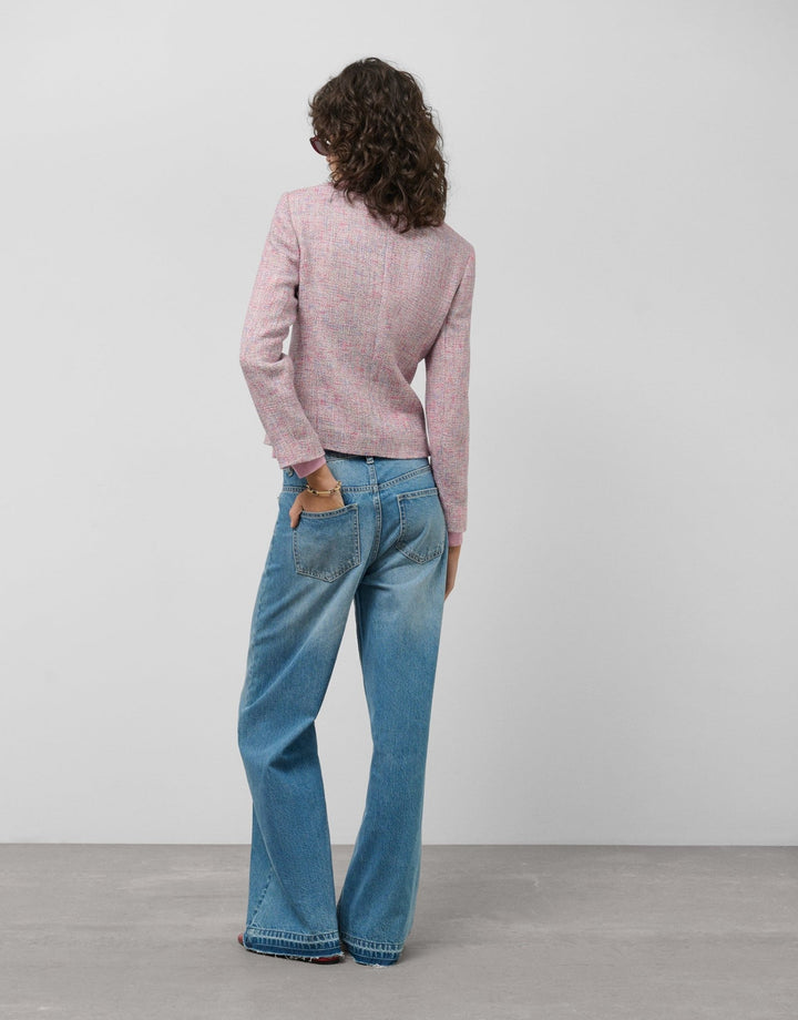 Jackets | Pink tweed short jacket by Spanish designer Roberto Verino