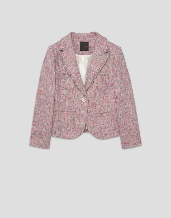 Jackets | Pink tweed short jacket by Spanish designer Roberto Verino