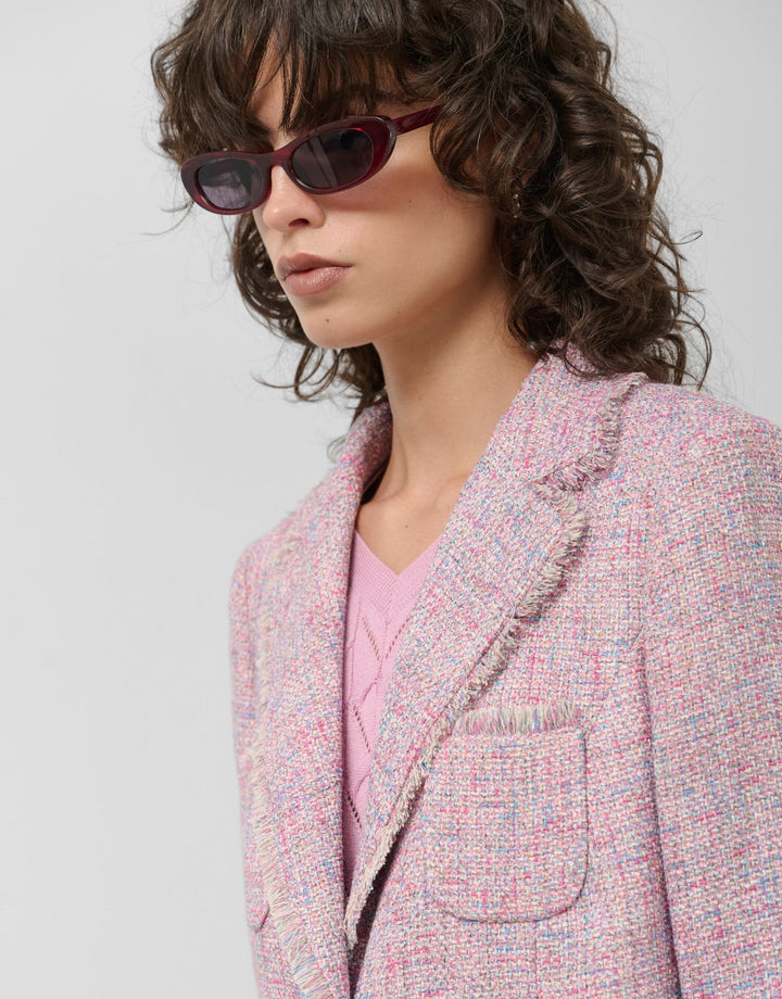 Jackets | Pink tweed short jacket by Spanish designer Roberto Verino