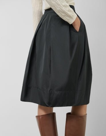Skirts | Pleated skirt in black taffeta by Spanish designer Roberto Verino