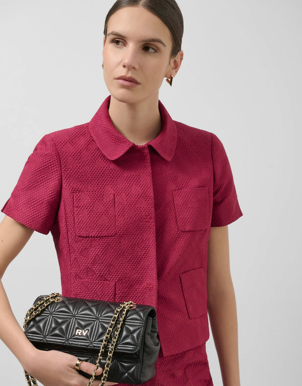 Jackets | Raspberry piqué short sleeve jacket by Spanish designer Roberto Verino