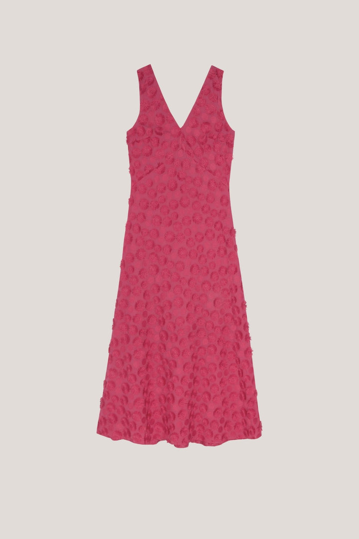 Dresses | Raspberry sleeveless fil coupé midi dress by Spanish designer Roberto Verino