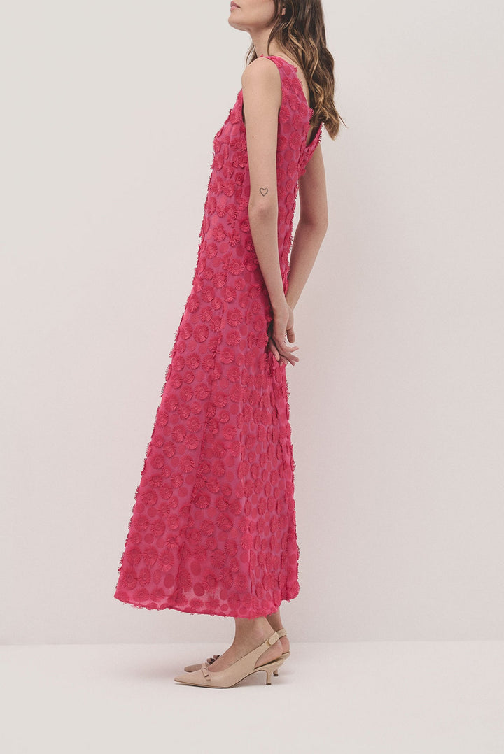 Dresses | Raspberry sleeveless fil coupé midi dress by Spanish designer Roberto Verino
