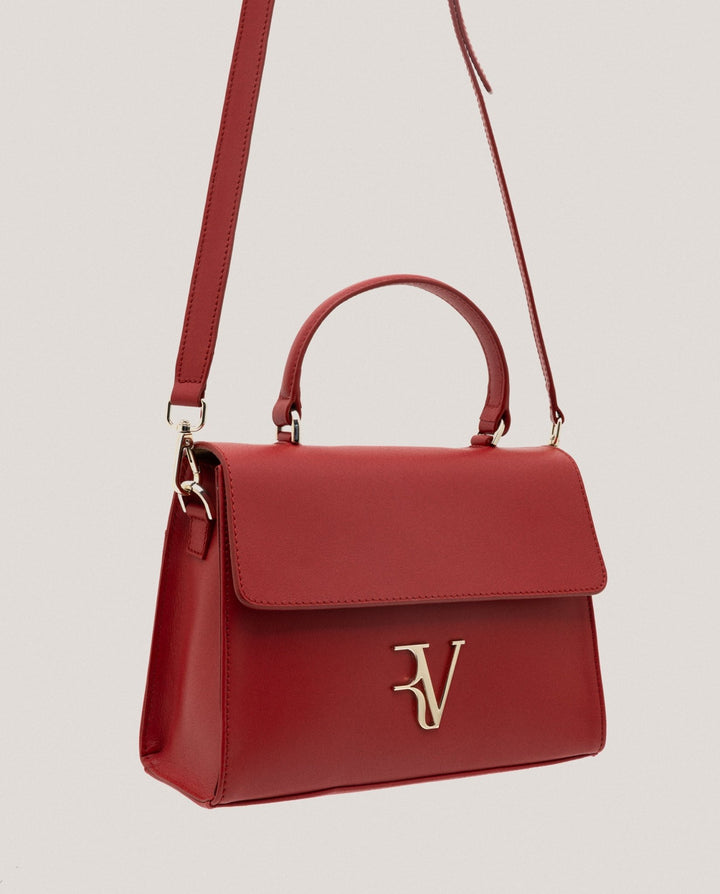 Handbags | Red leather midi Mía handbag by Spanish designer Roberto Verino