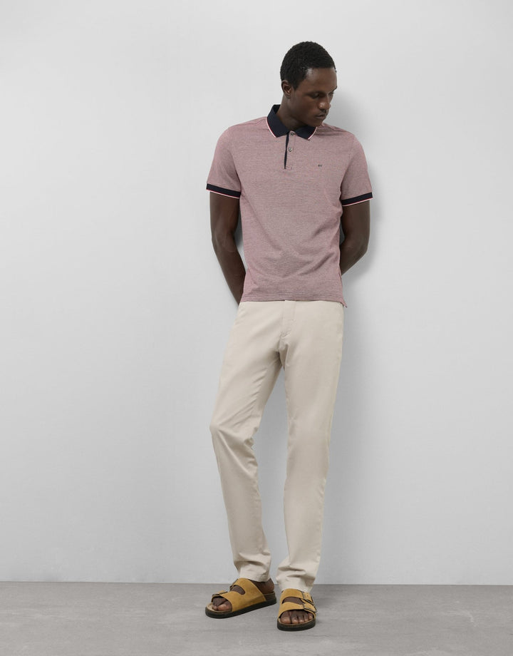 Polo Shirts | Red, navy and white geometric jacquard polo shirt by Spanish designer Roberto Verino