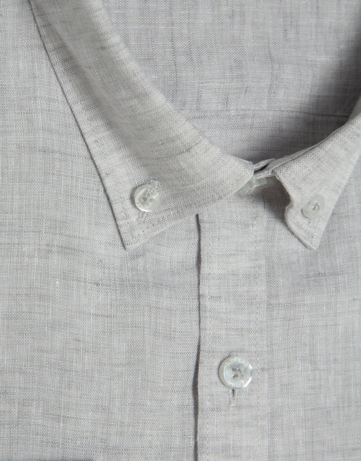 Shirts | Regular gray melange linen sport shirt by Spanish designer Roberto Verino