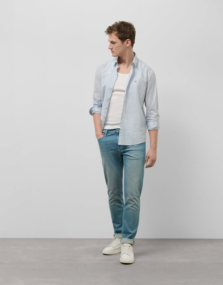 Shirts | Regular light blue checkered sport shirt by Spanish designer Roberto Verino